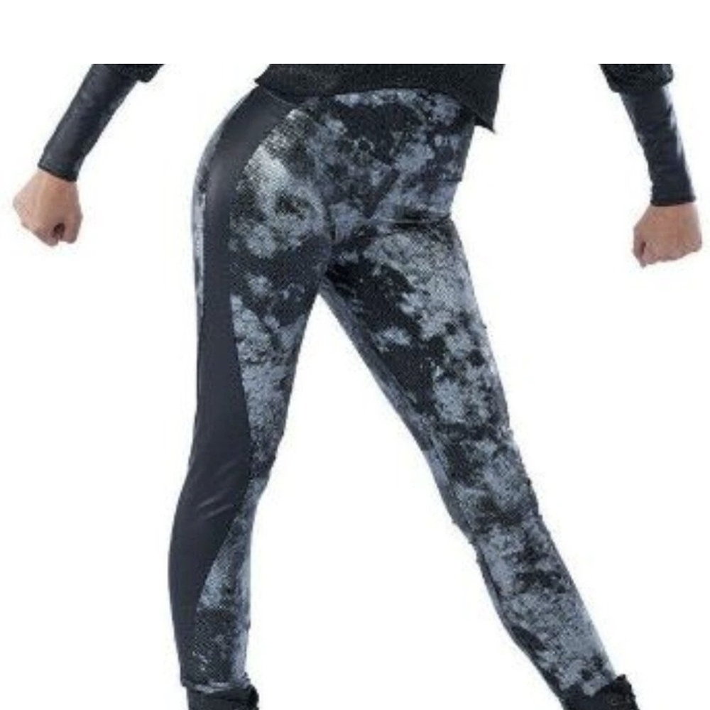 Jazz, Tap, Hip hop costume Leggins, Grey and black, Medium Adult